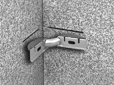 接着剤で固定できる耐震金具：接着Ｌ型モノコック金具